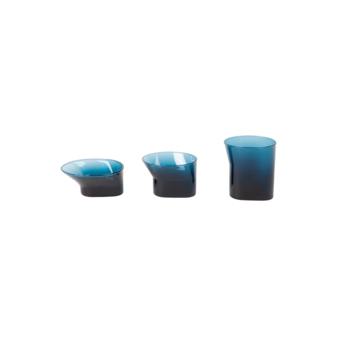 Cala glass set of 3 holders blue