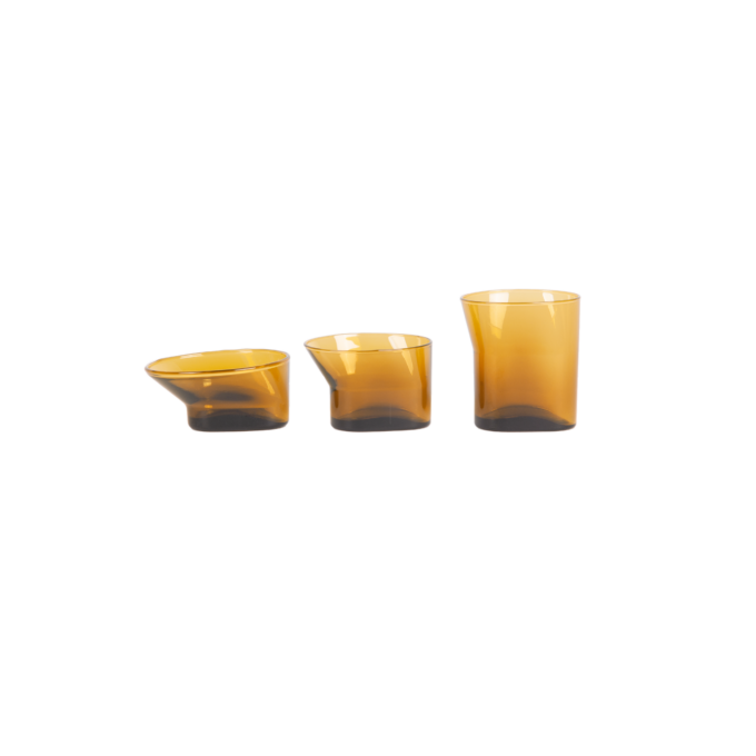 Cala glass set of 3 holders amber