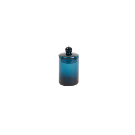 Mika canister small blue mouth blown glass