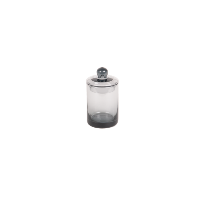 Mika canister small grey mouth blown glass