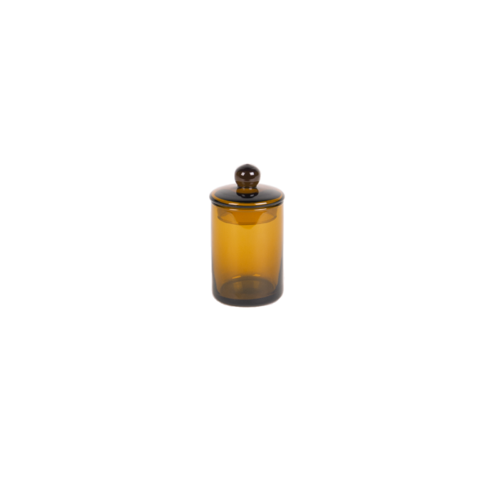 Mika canister small amber mouth blown glass