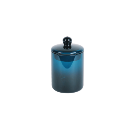 Mika medium blue canister mouth blown glass