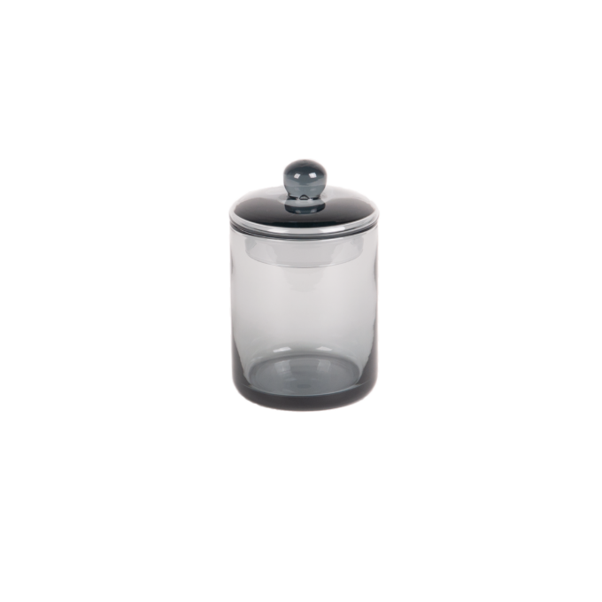 Mika medium grey canister mouth blown glass