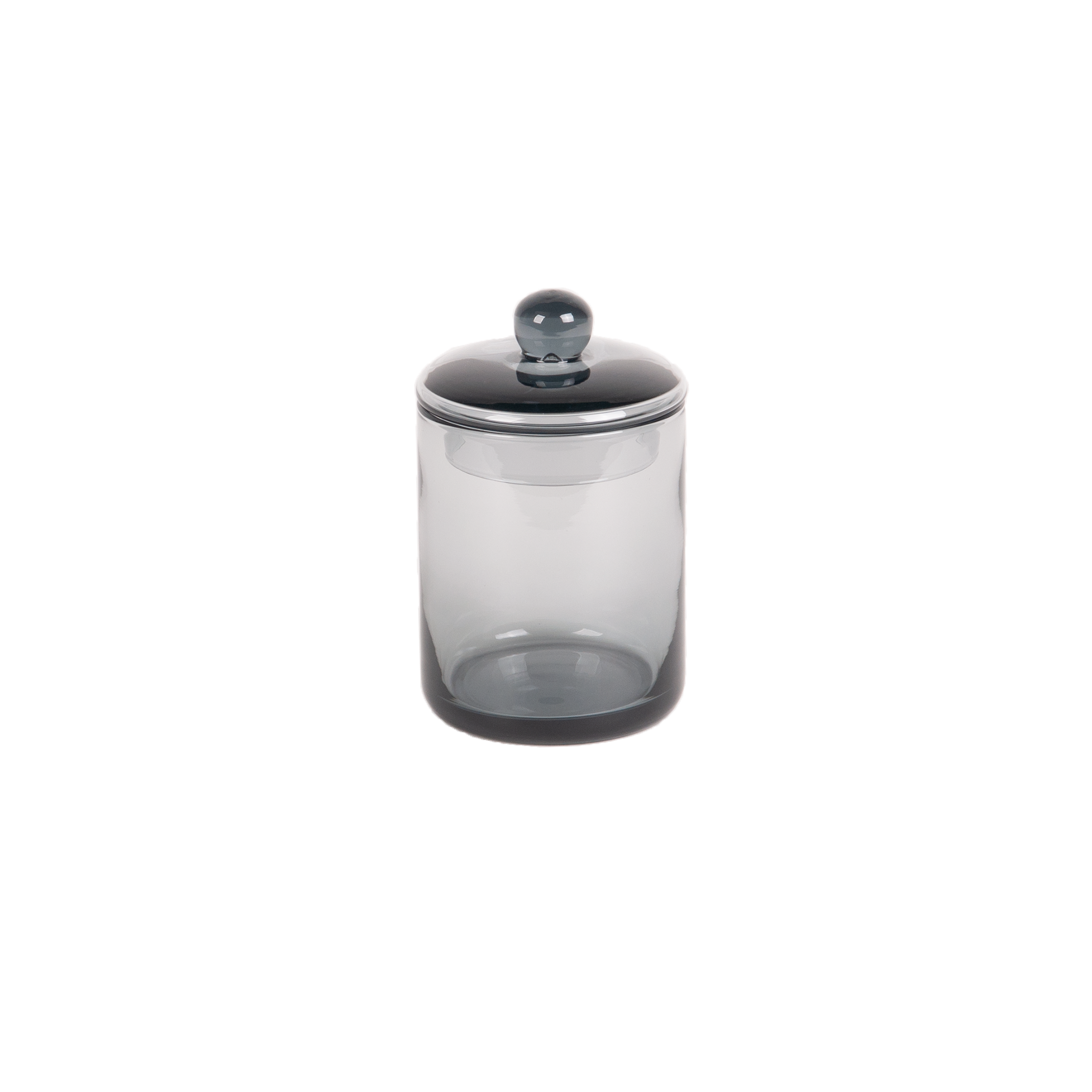 XLBA18302-58 Mika medium grey canister mouth blown glass