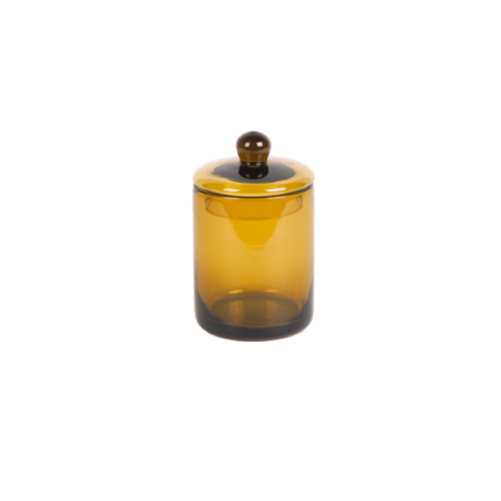 Mika medium amber canister mouth blown glass