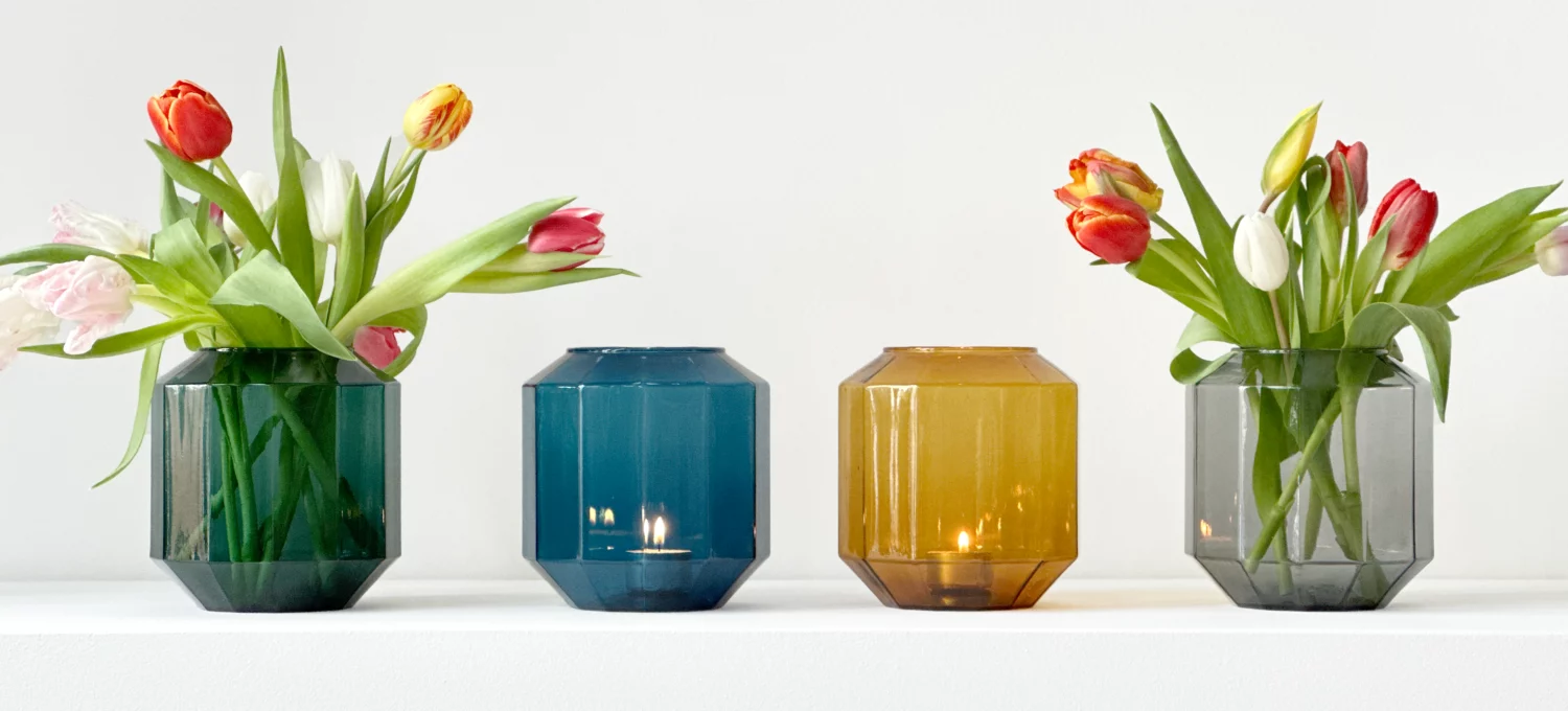 Bliss, colorful glass flower vases