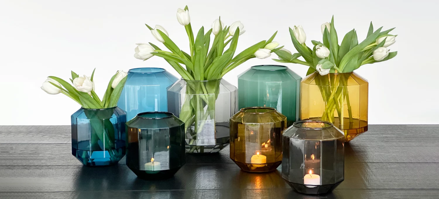 Bliss, a colorful collection of stunning glass flower vases by XLBoom