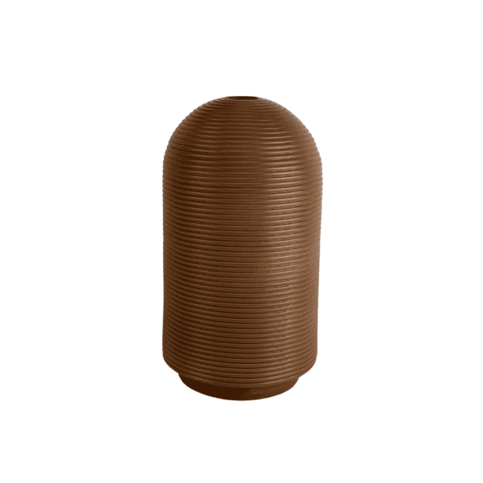 XLBoom Nova Tall Vase in mocha ceramic with fine horizontal lines