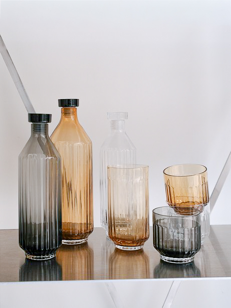Mila bottles and glassware